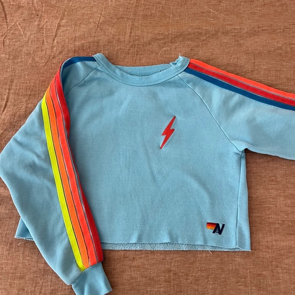 Blue Lightning Bolt Cropped Sweatshirt - Picture 1 of 2